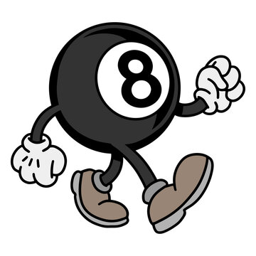 Cartoon billiard ball running