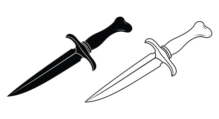 Two antique daggers presented in a striking black and white silhouette © MdAbulBasher