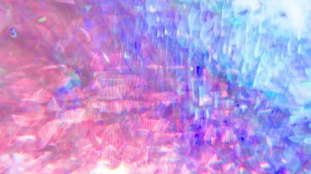 Diffraction of Light in a Sheet of Ice. The sunset light penetrates through the ice layer, creating bizarre light effects in the multitude of air bubbles