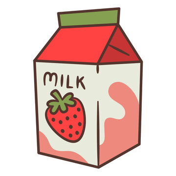 Cartoon strawberry milk design