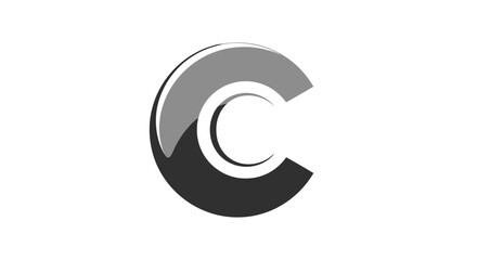 Fototapeta premium Modern Gradient Gray Letter C Logo on Isolated White Background