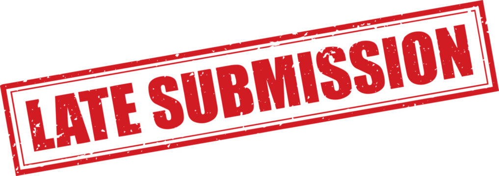 Red Late Submission Rubber Stamp Sign Mark Word Text Written in Grunge Vector in Grunge Border in Transparent Background