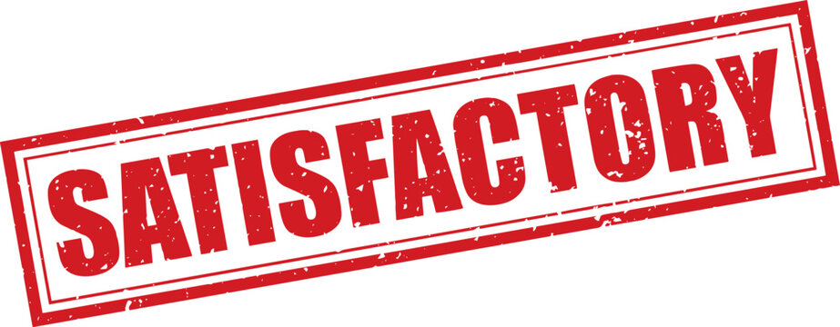 Red Satisfactory Rubber Stamp Sign Mark Word Text Written in Grunge Vector in Grunge Border in Transparent Background