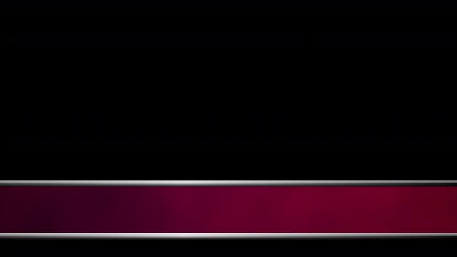 red lower third television news, sport or game show lower third bottom title bar strap graphic broadcast presentation style banner with shiny chrome bars above & below for titles & empty copy space 4K