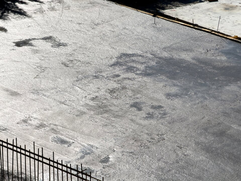 Concrete foundation with steel mesh for construction