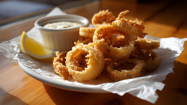 fried calamari with dip