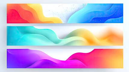 Fototapeta premium Abstract layered colorful banners with flowing wave shapes modern design