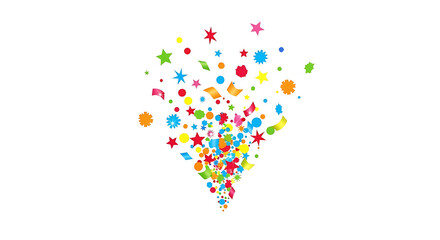 Obraz premium A colorful explosion of shapes and symbols on transparent background