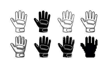 Obraz premium Collection of eight different glove illustrations in various styles and colors