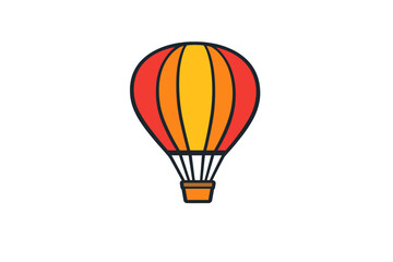 Fototapeta premium A flat vector illustration of a colorful hot air balloon with red