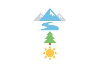 Fototapeta premium A minimalist vector illustration featuring vertically stacked icons