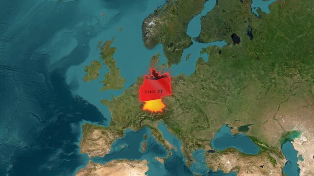 Germany 4k 3d Map Animation with Flag Political & Geographic Borders make by After Effects