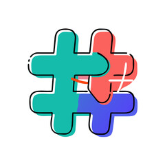 Obraz premium puzzle Colorful Hand Drawn Hashtag Icon
