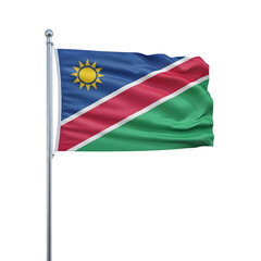 Naklejka premium A detailed depiction of the national flag of namibia waving gently in the breeze presented on transparent background high quality professional modern elegant