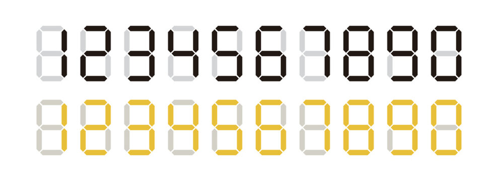 液晶デジタルフォント 0から9の数字セット 記号 電子機器風デザイン素材
