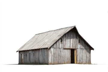Naklejka premium An aged wooden barn stands as a testament to rustic architecture, evoking the serenity of rural life and simplicity. 
