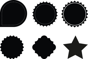 Set of vintage label and badges shape collections. Vector illustration. Black template for patch, insignias, overlay. © MR Vector Store