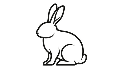 Obraz premium Simple line drawing of a rabbit in a seated position facing left