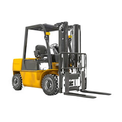 Yellow forklift truck isolated on a transparent background © Nasima Begum