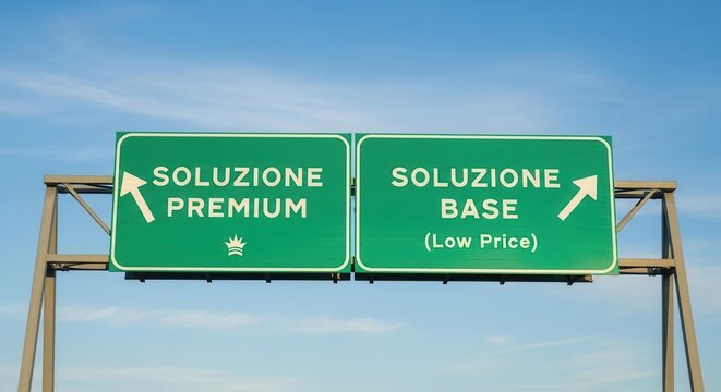 Choice Between Premium And Standard Solutions On A Highway Sign