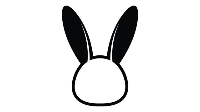 Simple black and white illustration of rabbit ears and face outline