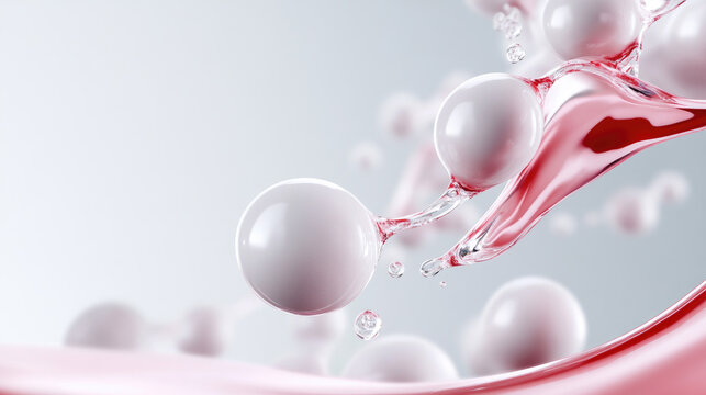 Salmon DNA PDRN molecular structure boosting K beauty skincare innovation, hydrating skin for a glossy, glow effect and youthful rejuvenation