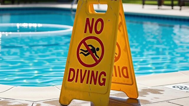 No Diving sign at the pool.