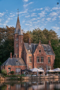 Kasteel Minnewater and Lake of Love - Bruges, Belgium