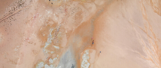 Fototapeta premium Myvatn, Iceland. Aerial view of hot springs in Hverir - Namafjall Geothermal Area