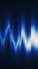 Obraz premium Abstract glowing blue digital wave pattern with illuminated pixel-like textures on dark background