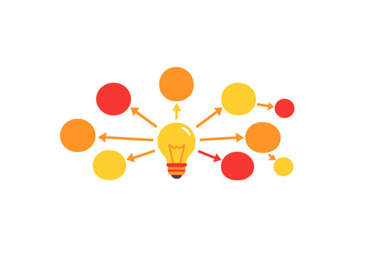 Vector illustration of a light bulb as a central idea with arrows