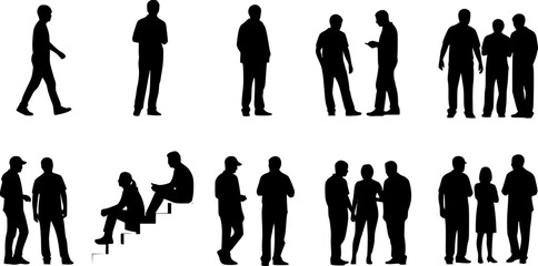 People silhouettes in elevation side view | Architecture people | silhouettes of people | 2D people | Section Elevation View | Architectural drawing people | characters