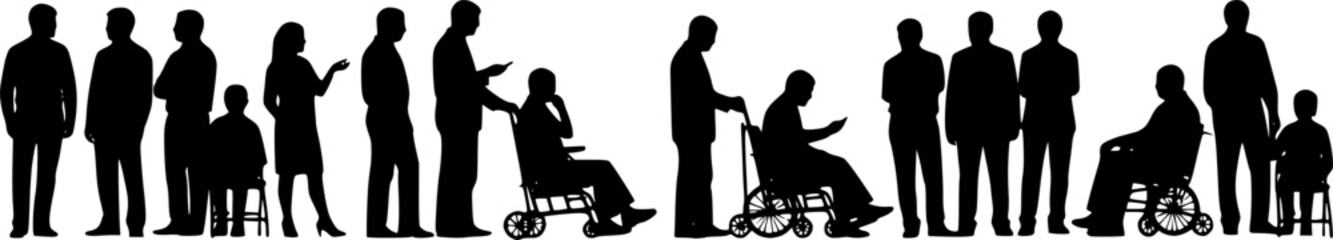 People silhouettes in elevation side view | Architecture people | silhouettes of people | 2D people | Section Elevation View | Architectural drawing people | characters