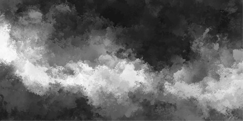 Naklejka premium An abstract black and white grunge background depicts a dramatic stormy cloudscape with dark overcast skies and smoke-like textures under a dim heavenly light