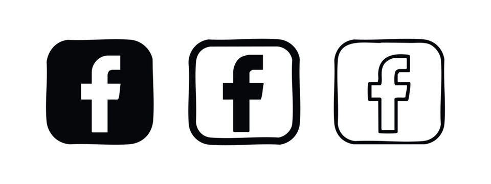 Facebook F Logo Icon Set - Social Media Network Symbols