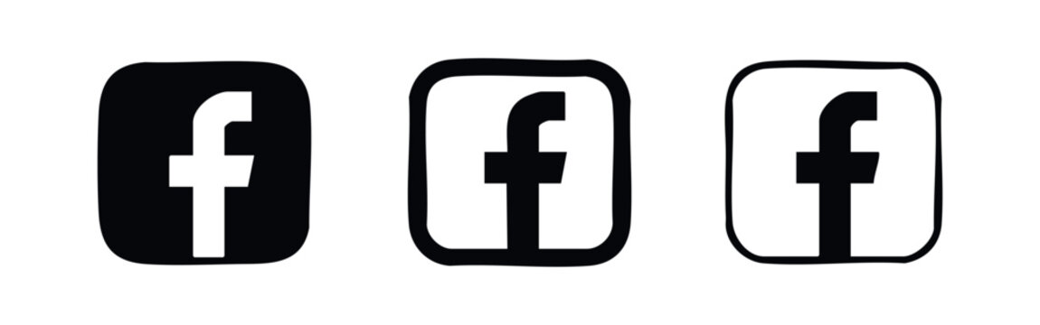 Facebook F Logo Icon Set - Social Media Network Symbols