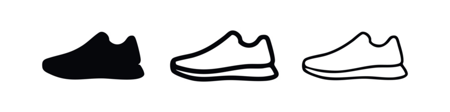 Sport shoe icons set. Modern athletic footwear symbols for active life.