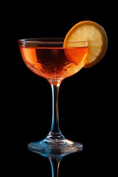 Luminous Jack Rose Cocktail with a Lemon Garnish