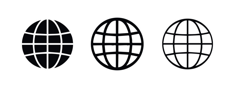 Global internet and world wide web icon set for digital connection in various styles