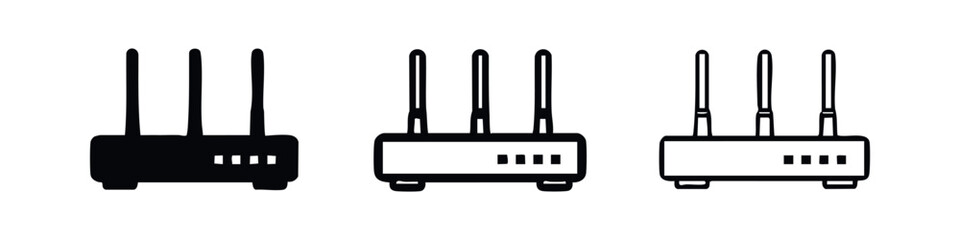 Obraz premium Wireless Router Device Icons Set, Modern WiFi Modem Symbols