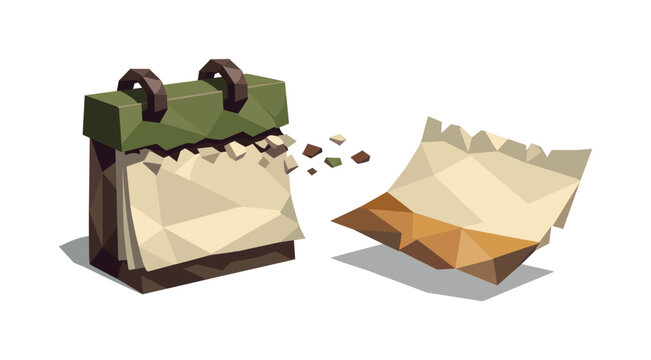 Torn Calendar Page. Low-poly vector illustration of a torn calendar page separated from the pad after the deadline tear, angular