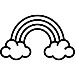 Fototapeta premium Minimalistic rainbow arc with clouds outline icon