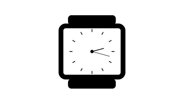 . Clock icon flat style 24 hours day fast speed with moving timer clock counting