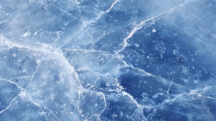 Fototapeta premium A close-up view of a cracked and icy blue surface with white veins and speckles