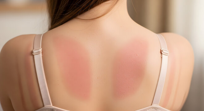 Woman with sunburn on her back Generated by AI
