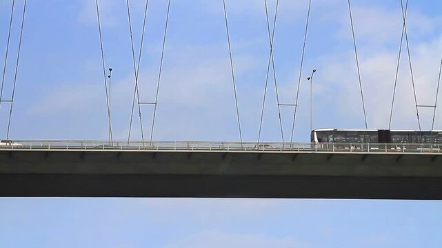 Buses on the cable bridge