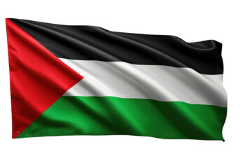 Fototapeta premium Palestine flag moving in the wind, showcasing the country's national colors and symbol of identity on a transparent background