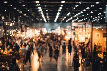 Fototapeta premium Blurred Crowd at a Trade Show or Convention.