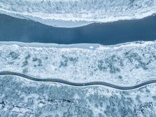 Delaware River Hawks nest aerial view in winter
