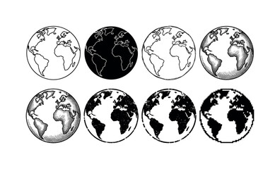 Obraz premium Collection of diverse artistic representations of planet Earth, showcasing different styles and textures